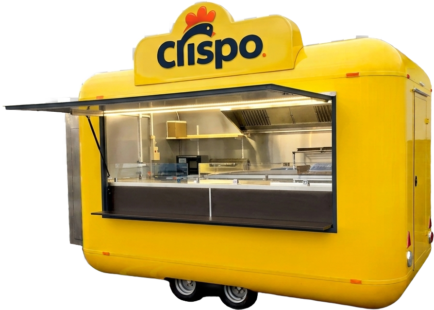 Crispo food truck lit up and ready to serve